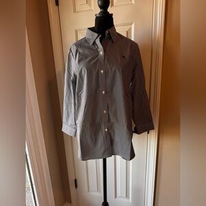 Lauren Ralph Lauren Black and White Striped Non Iron 3/4 sleeve Shirt NWOT